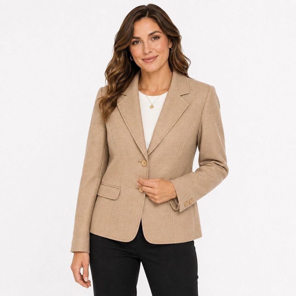 Pendleton Blazer Virgin Wool Tailored Heritage Camel Tan Size 12P READ